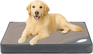 Orthopedic Outdoor Waterproof Dog Beds for Large Dogs, Washable Crate Bed with Egg Crate Foam Pet Bed Mat and Removable Oxford Fabric Cooling Cover,41"x 29",Beige