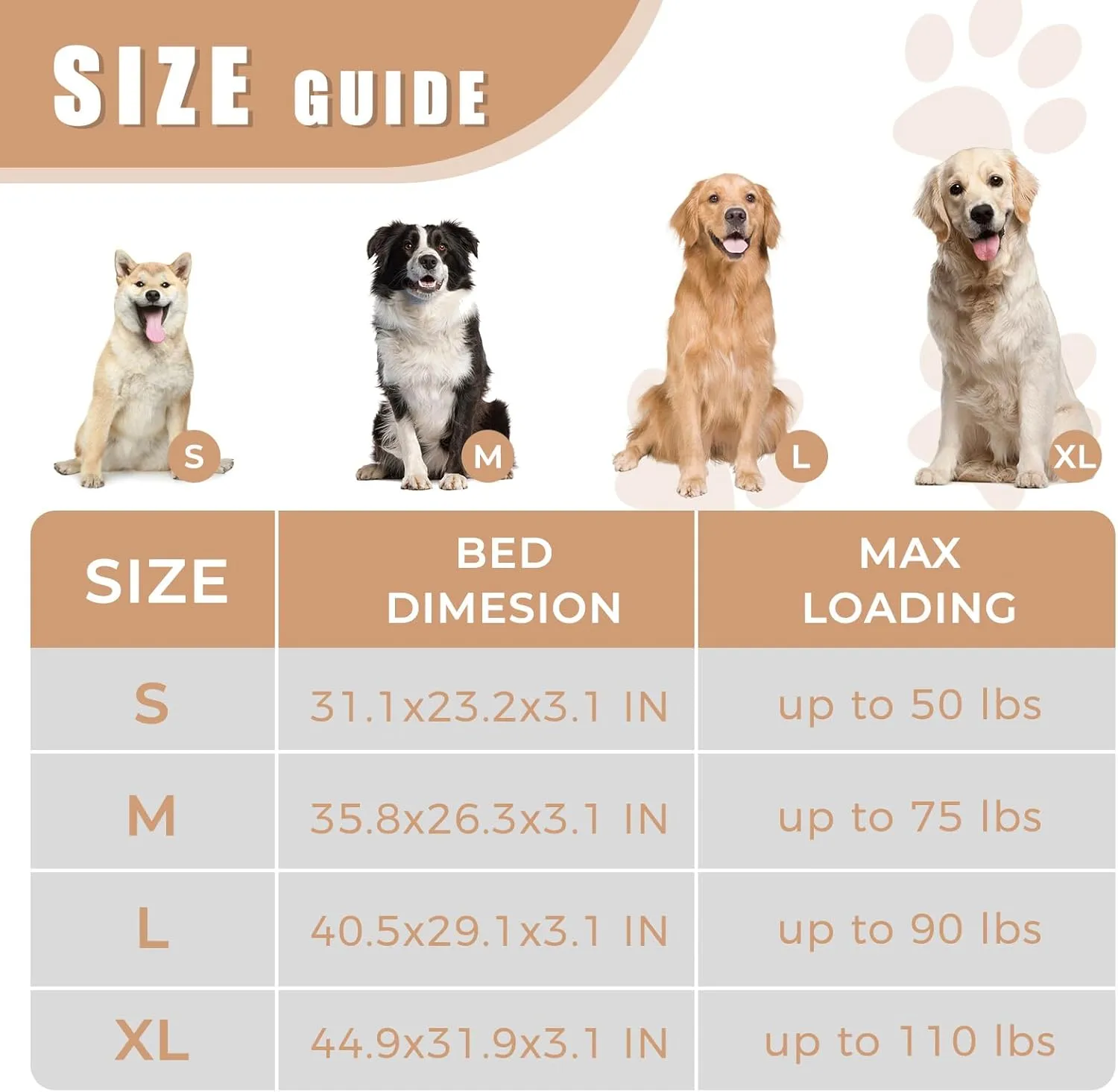 Orthopedic Outdoor Waterproof Dog Beds for Large Dogs, Washable Crate Bed with Egg Crate Foam Pet Bed Mat and Removable Oxford Fabric Cooling Cover,41"x 29",Beige