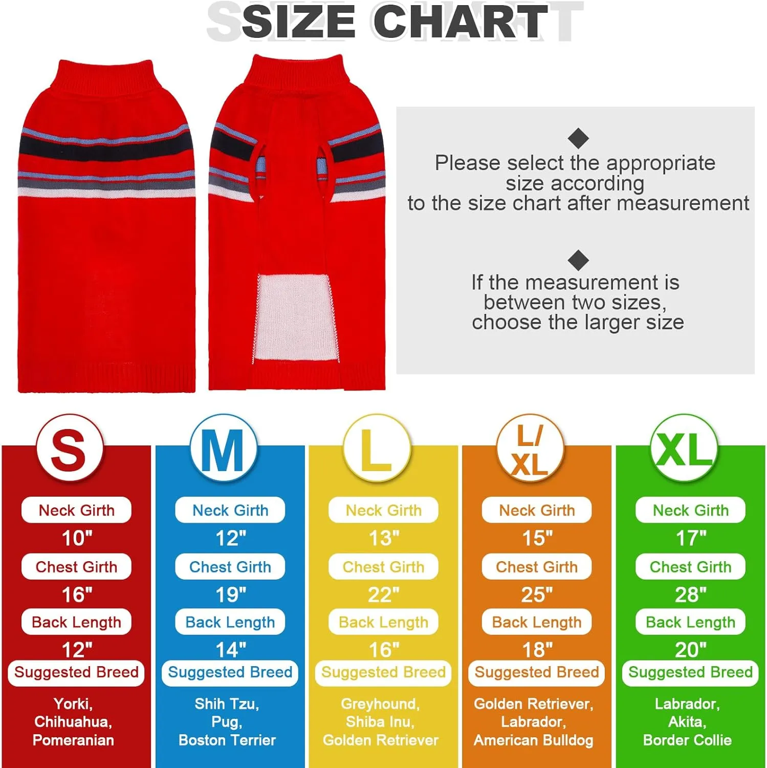 PAWCHIE Dog Sweater for Large Size Dog Girls Boys, Warm Coat Turtleneck Thick Dog Clothes with Leash Hole, Stretchy Knitted Dog Outfit for Small to Large Doggy Puppy Cat, Red L/XL