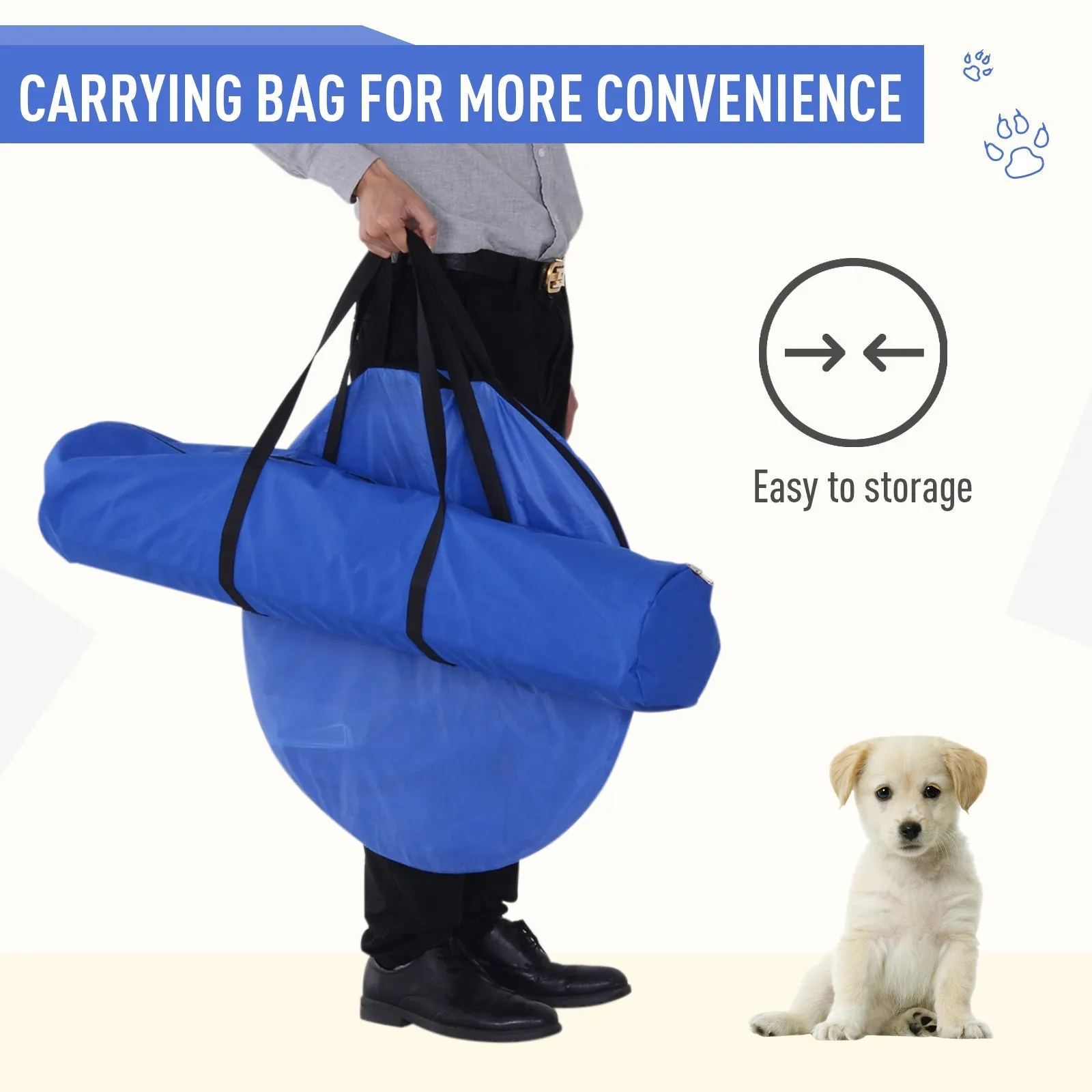PawHut Dog Agility Equipment Training Set Carry Bag Adjustable (Pole   Hoop   Hurdle Tunnel   Pause Box)