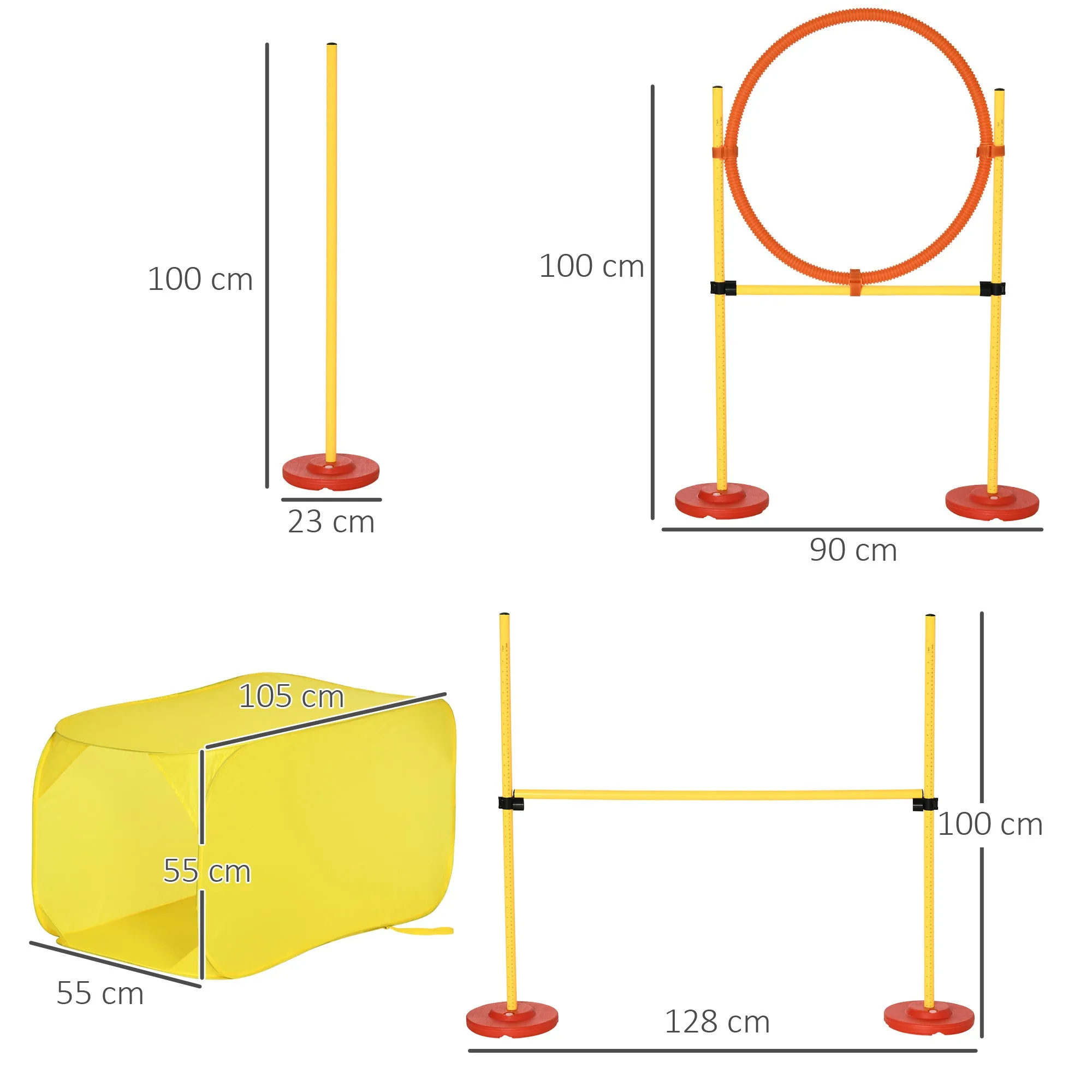 PawHut Outdoor 4 PC Dog Pet Agility Training Garden Starter Obstacle Set for Dog