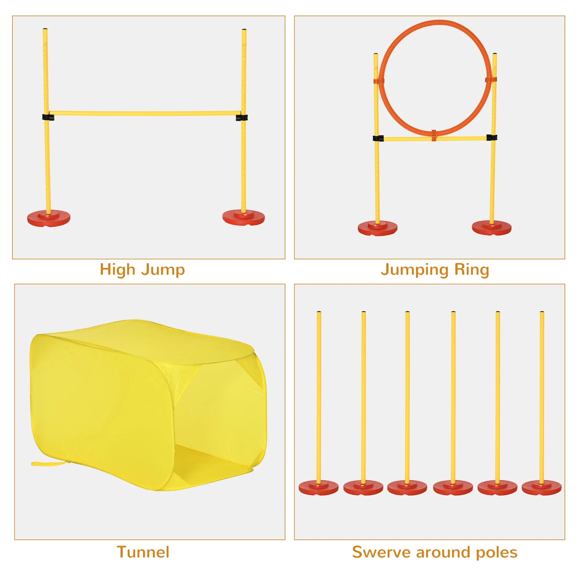 PawHut Outdoor 4 PC Dog Pet Agility Training Garden Starter Obstacle Set for Dog