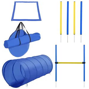 PawHut Pet Agility Training Equipment Dog Play Run Jump Obedience Training Set Adjustable (Poles   Hurdle   Tunnel   Pause Box)