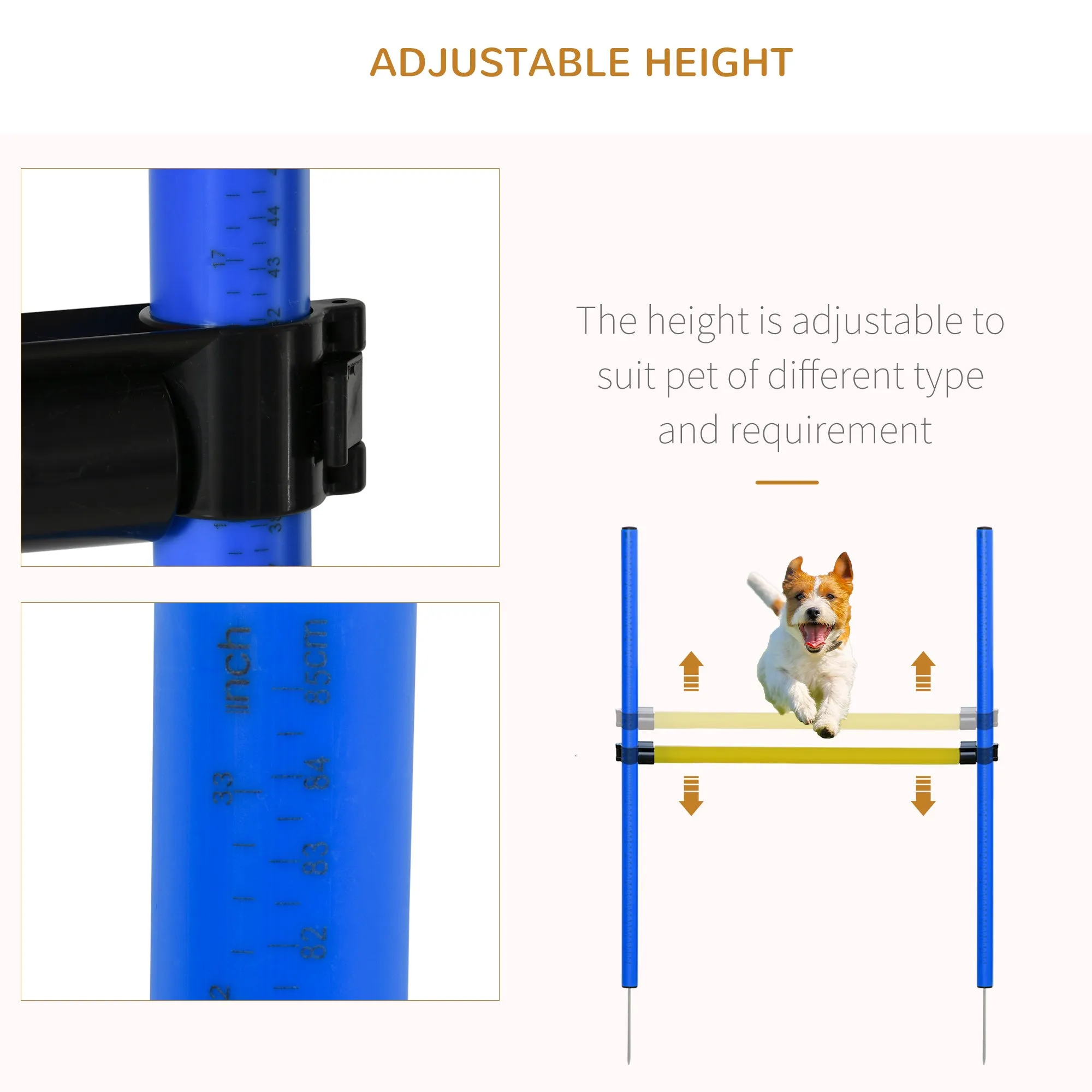 PawHut Pet Agility Training Equipment Dog Play Run Jump Obedience Training Set Adjustable (Poles   Hurdle   Tunnel   Pause Box)