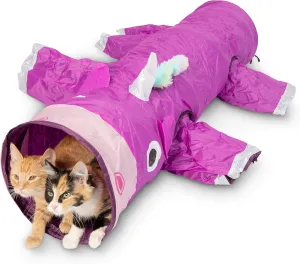 Pet Craft Supply Magic Mewnicorn Multi Cat Tunnel Boredom Relief Toys with Crinkle Feather String for Dogs, Cats, Rabbits, Kittens and Guinea Pigs for Hiding Hunting and Resting