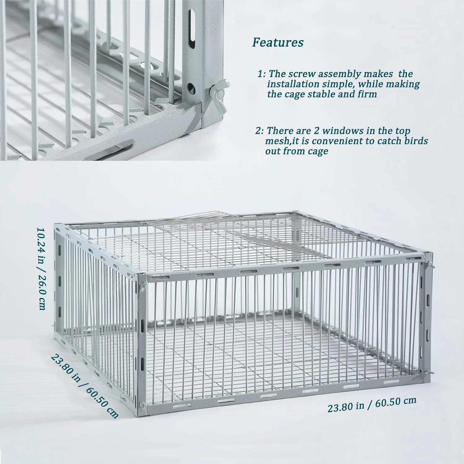 Pigeon Trap with Escape-Proof Design,Pigeon Cage with One-Way Entry,Ideal Pigeon Coop,Chicken and Bird Trap Cage,Portable & Easy Assembly,Unharmful Made of High-Strength Iron with Anti-Rust Paint
