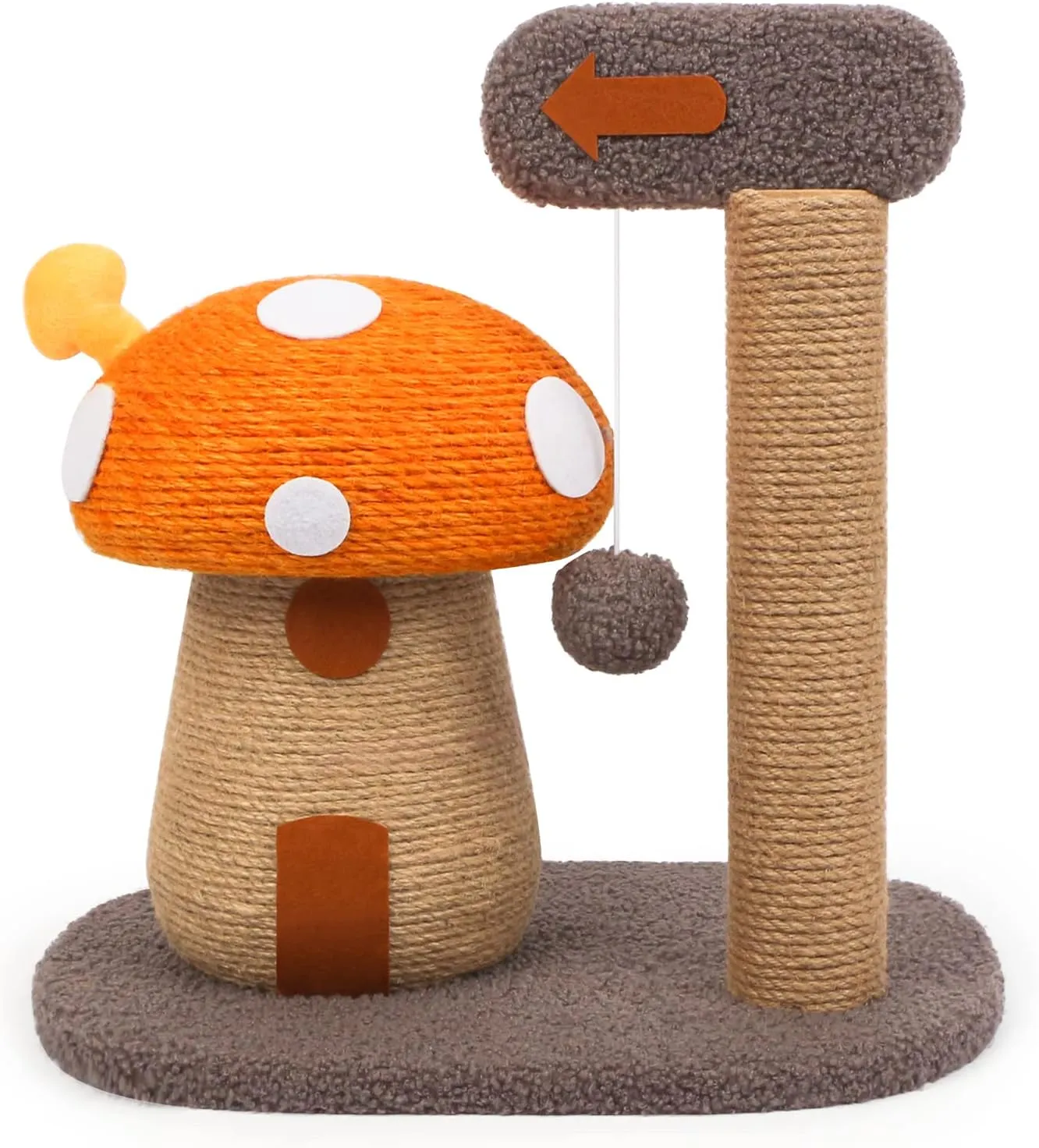 RAIN QUEEN Mushroom Cat Scratcher Post, Mushroom Cat Tree & Cat Toys, Scratching Posts for Indoor Cats with Natural Sisal Rope Cat Tower to Satisfy Cats Claw Instincts, for Kittens Or Smaller Catcat
