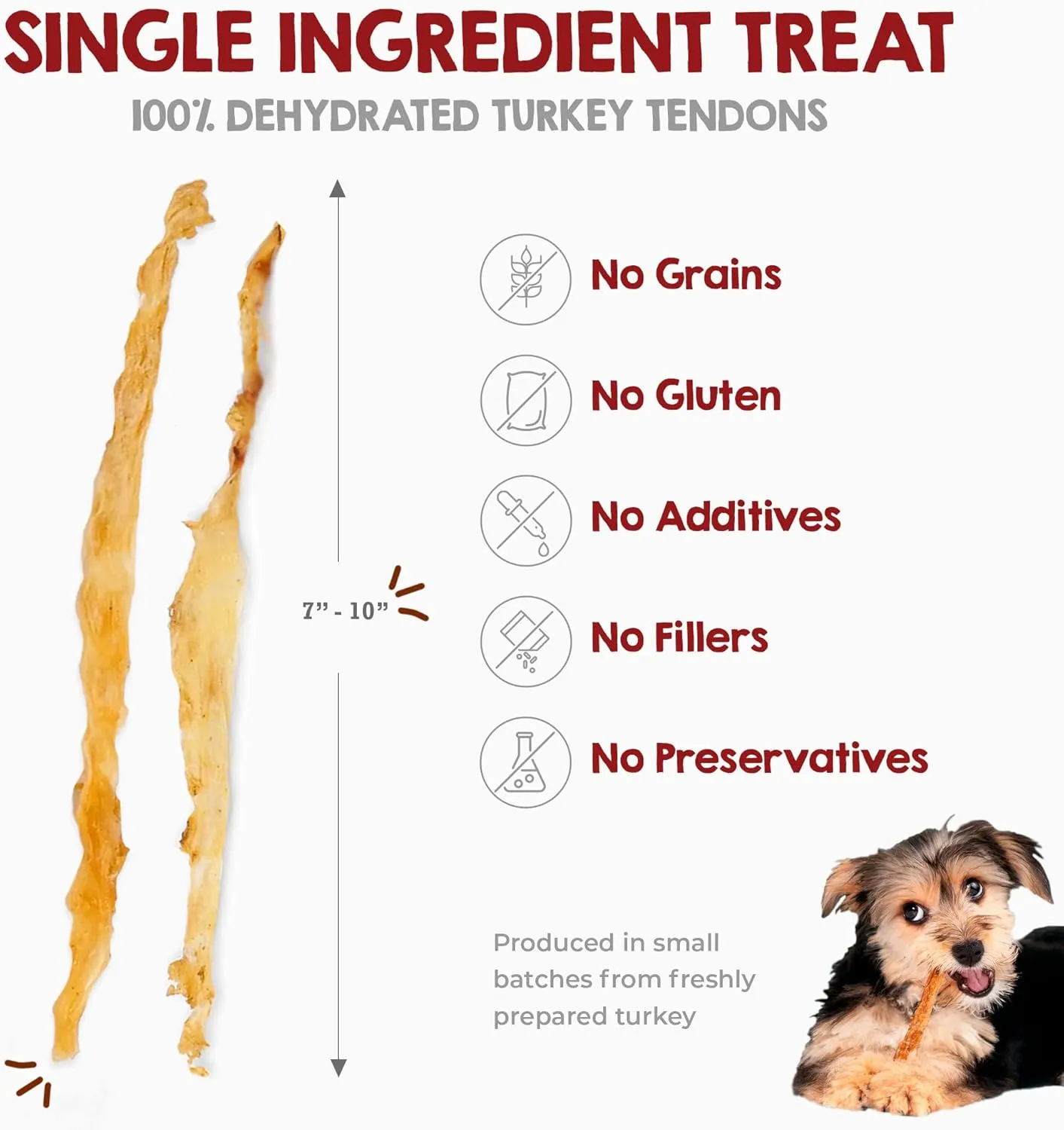 Riley's Turkey Tendons for Dogs Made in The USA & Sourced in The USA - Single Ingredient Dog Treats - All Natural Turkey Tendon Chews for Dogs - 4 oz