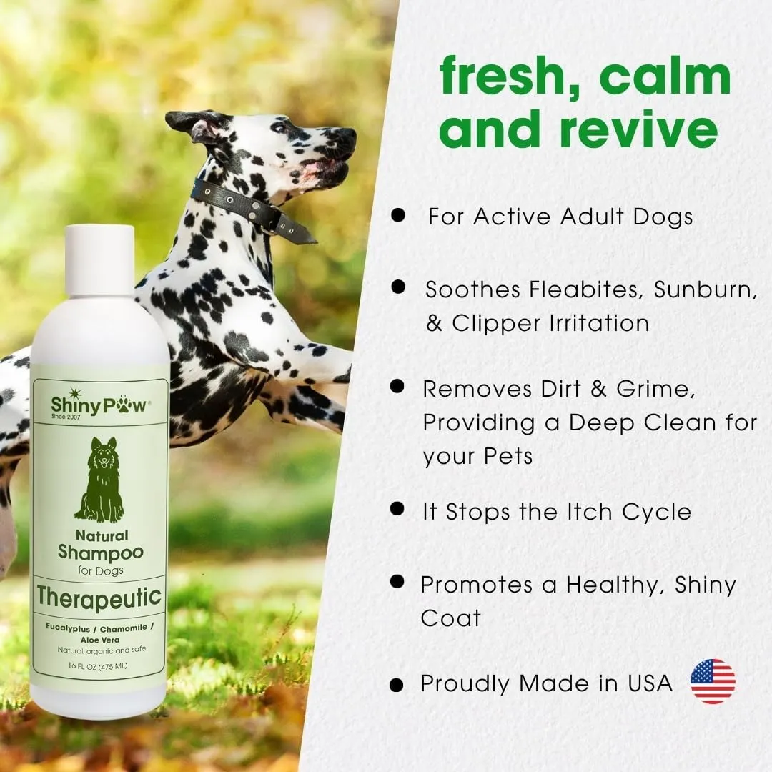 Shiny Paw Dog Shampoo Itchy Skin Relief 16 oz | Hypoallergenic Dog Wash | Eucalyptus, Chamomile & Aloe Vera | Dog Shampoo Sensitive Skin & Smelly Dogs | Made in USA