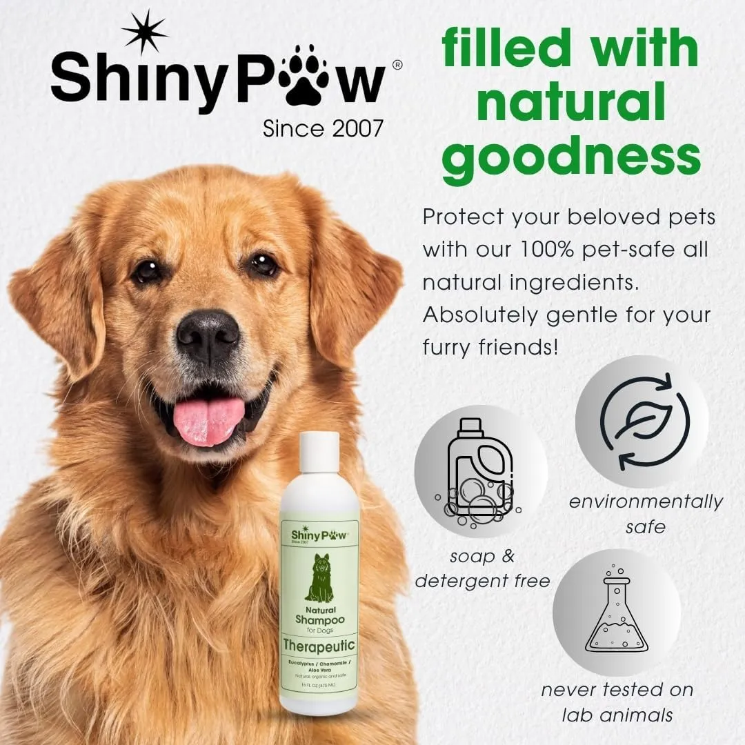 Shiny Paw Dog Shampoo Itchy Skin Relief 16 oz | Hypoallergenic Dog Wash | Eucalyptus, Chamomile & Aloe Vera | Dog Shampoo Sensitive Skin & Smelly Dogs | Made in USA