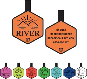 Silicone Silent Dog Tag Personalized with 5 Lines of Custom Deep Engraved Durable Soundless Pet ID Name Tag Hexagon Orange