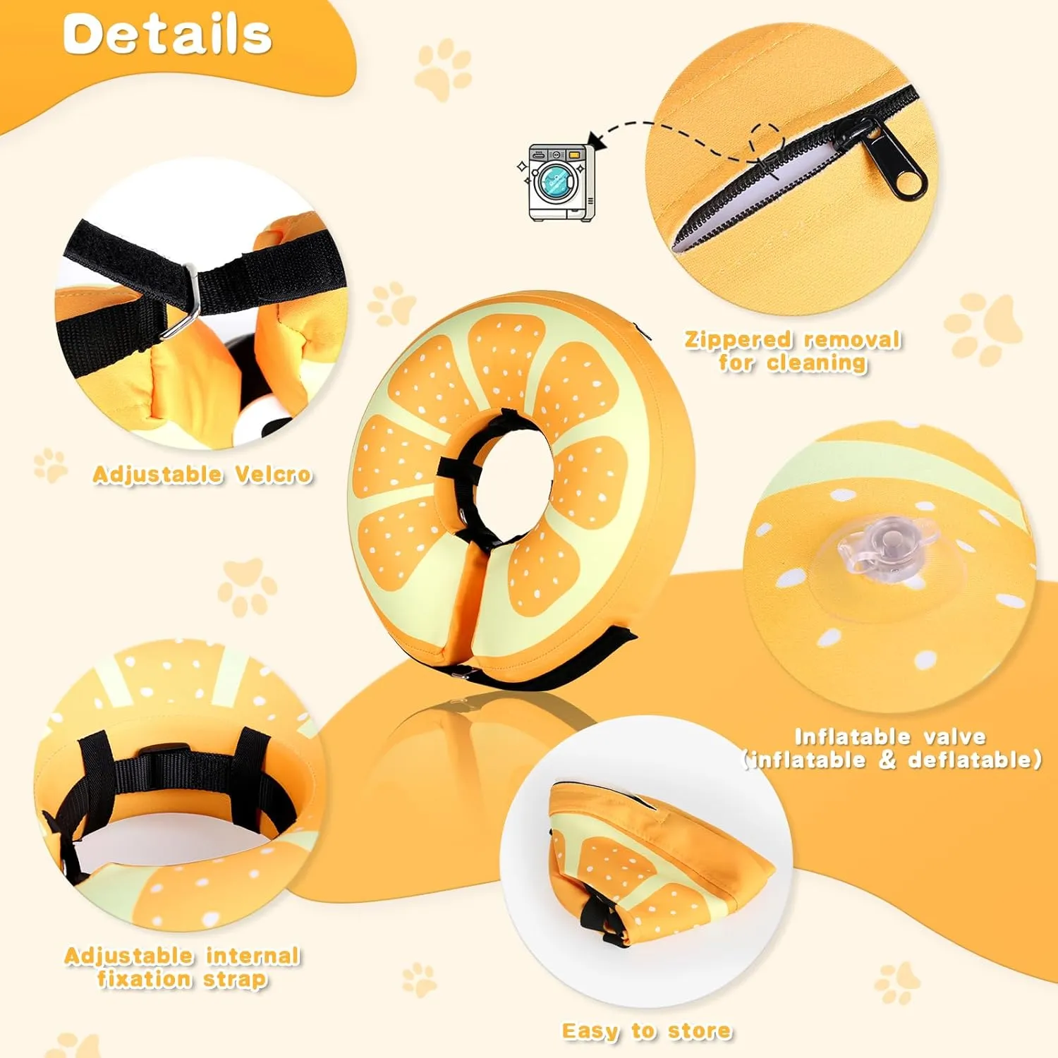 Sivomens Inflatable Dog Cone Collar, Comfortable Dog Donut Collar After Surgery Prevents Licking Wounds Washable Doggie Neck Cone Alternative for Small Medium Large Dogs, XL(18"-24")