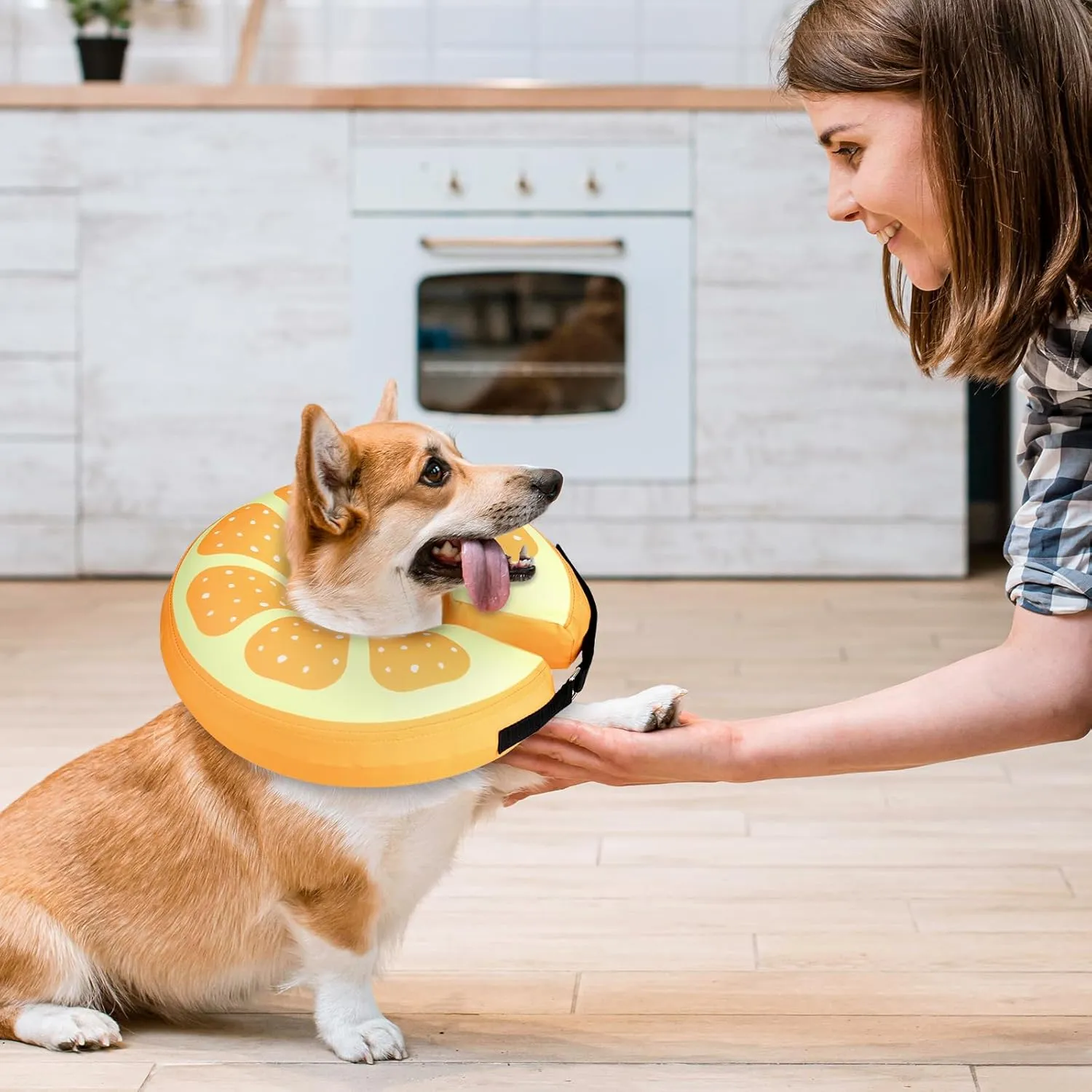 Sivomens Inflatable Dog Cone Collar, Comfortable Dog Donut Collar After Surgery Prevents Licking Wounds Washable Doggie Neck Cone Alternative for Small Medium Large Dogs, XL(18"-24")