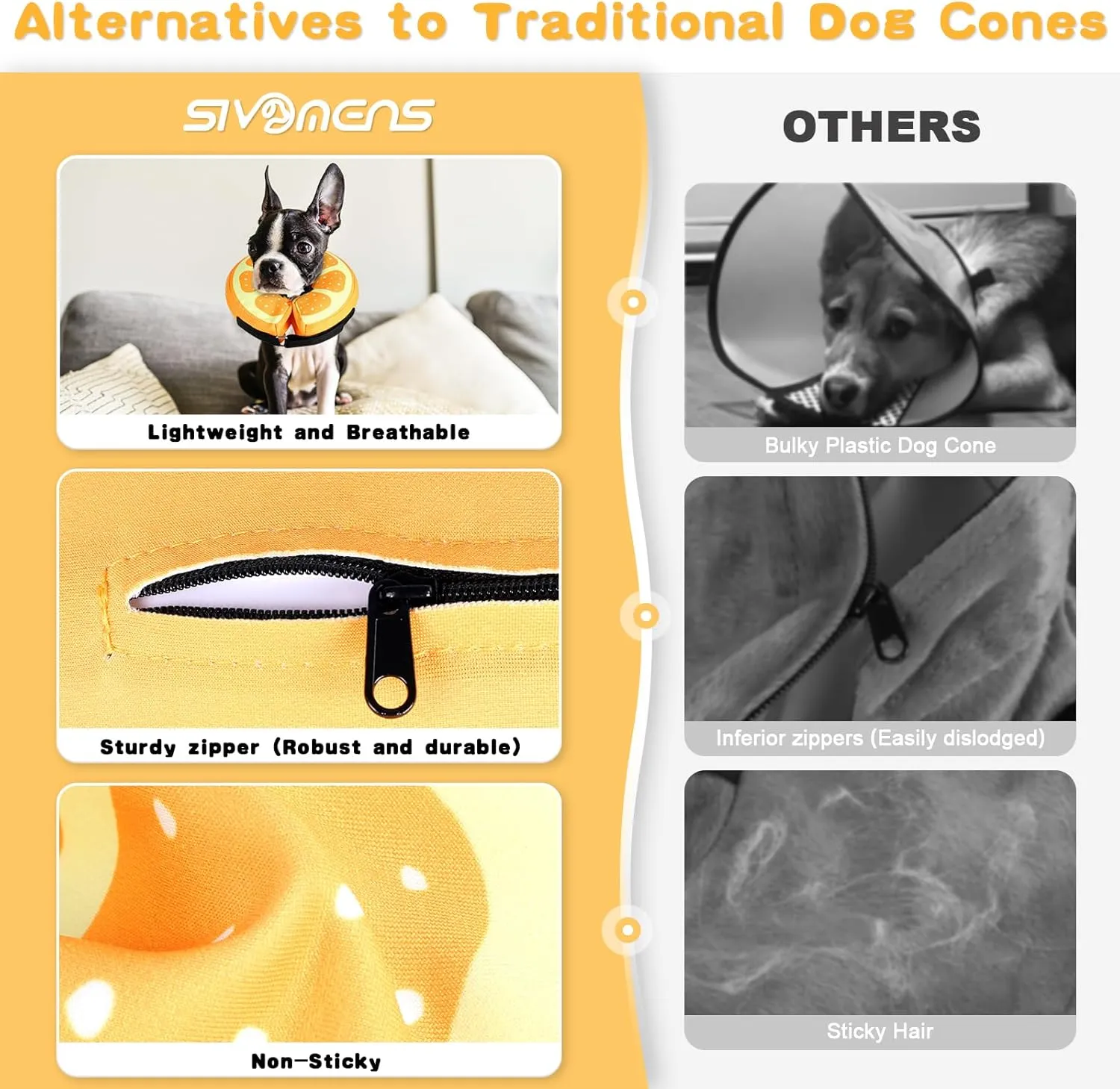 Sivomens Inflatable Dog Cone Collar, Comfortable Dog Donut Collar After Surgery Prevents Licking Wounds Washable Doggie Neck Cone Alternative for Small Medium Large Dogs, XL(18"-24")