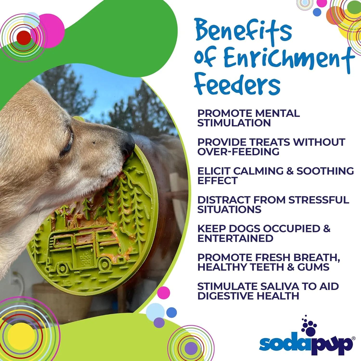 SodaPup Camp eMat  Durable Enrichment Feeder with Suction Cups Made in USA from Non-Toxic, Pet-Safe, Food Safe Rubber for Mental Stimulation, Digestive Health, Avoid Overfeeding, Calming, More