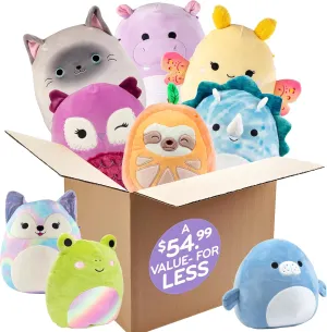 Squishmallows Mystery One 10" & Two 8" 3-Squish Value Pack - Get ONE Jumbo & Two Small Jazwares Plush for Less - Collectible Soft & Squishy Stuffed Animal Toy - Gift Set for Kids, Girls & Boys