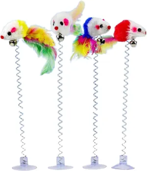 Suction Cup Cat Toy,Cat Toys,Cat Feather Wand Cat Teaser Wand Mouse Spring Cat Toy Cat Interactive Toy Cat Scratcher Toy SuctionCup Feather Toy