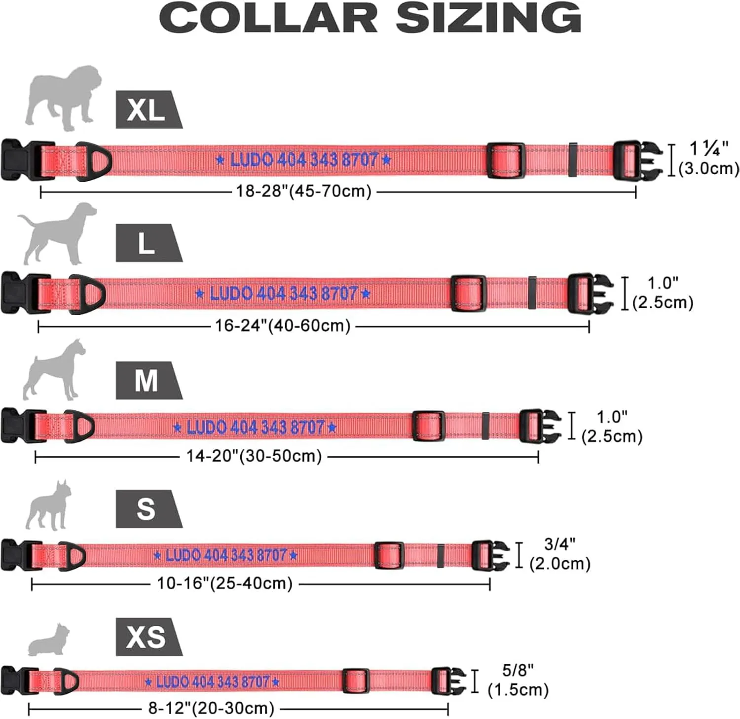 TagME Personalized Dog Collar with Name, Embroidered Custom Dog Collars with Pet Name and Phone Number for Medium Dogs, Baby Pink