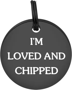 TGBJE Chipped Add On Tag for Dog Im Loved and Chipped Small Tag for Pets Tag Chip Tag for Pets Dog Collar Gift Chip ID Tag for Pets (bl Chipped tag)
