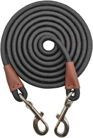 Tie Out Rope Dog Leash, 8-10-13-15-20-25-30-35-40-45-50 FT Heavy Duty Nylon Check Cord for Medium Large Dogs Indoor/Outdoor Playing Camping Backyard (Black, 3/8" x 10ft)
