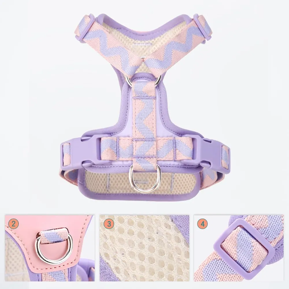 XS Dog Harness and Leash Set, No Pull Dog Harness with 2 Leash Clips, Anti-Escape Easy Walk Puppy Harness, Adjustable Dog Vest Harness for Training Walking for Small Dogs(Purple, XS)