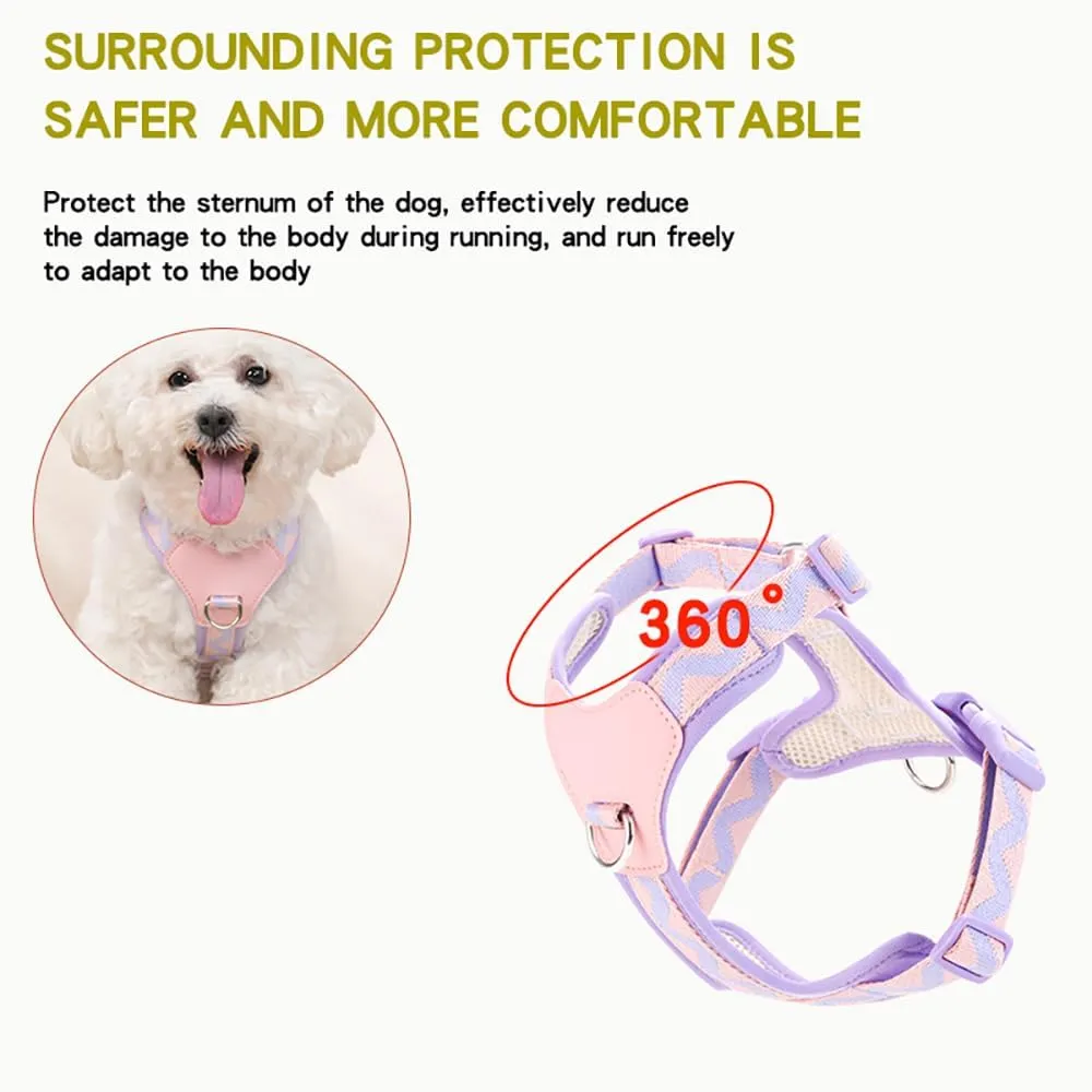 XS Dog Harness and Leash Set, No Pull Dog Harness with 2 Leash Clips, Anti-Escape Easy Walk Puppy Harness, Adjustable Dog Vest Harness for Training Walking for Small Dogs(Purple, XS)